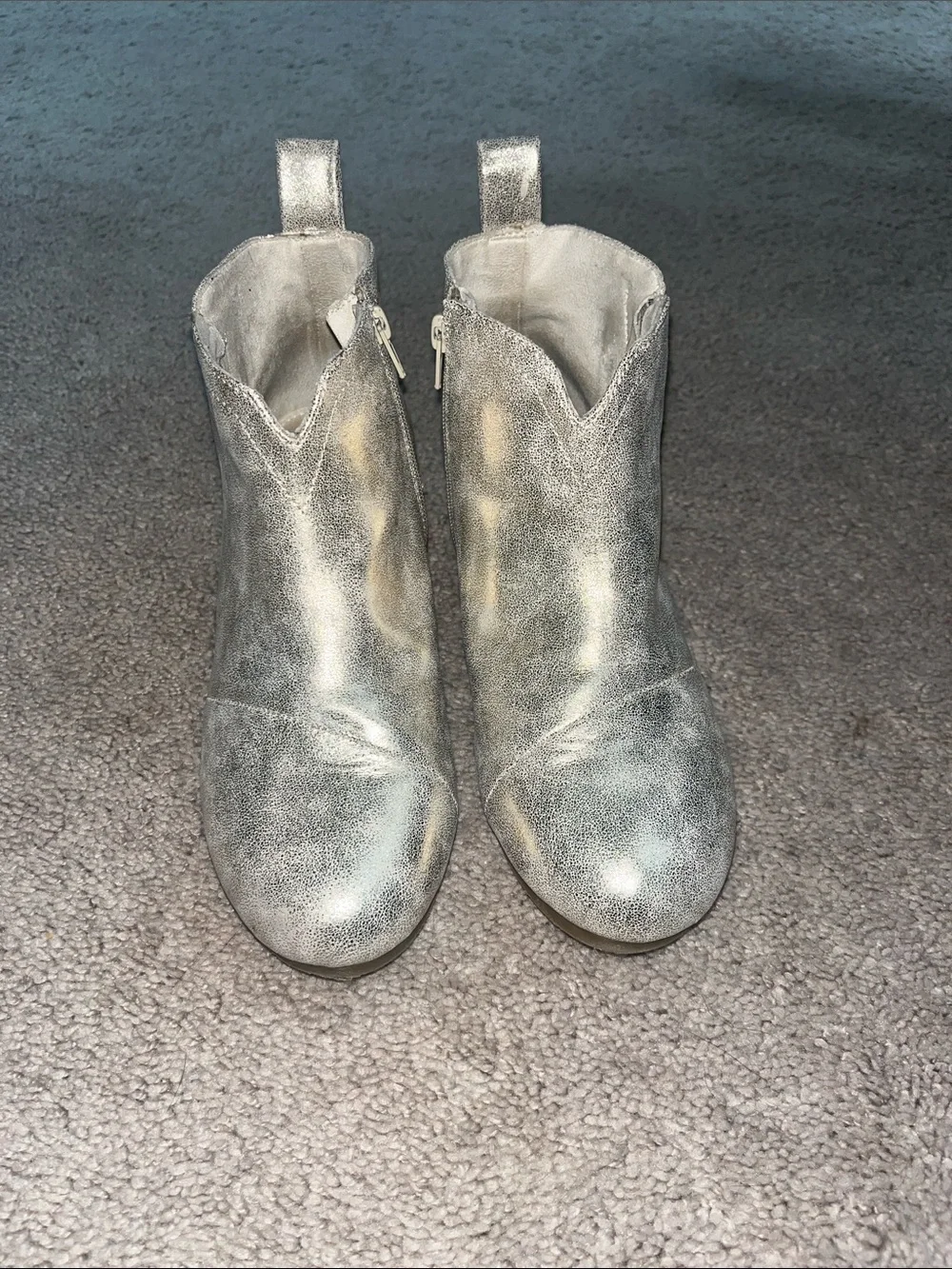 Toms Metallic Silver Kids Ankle Boots